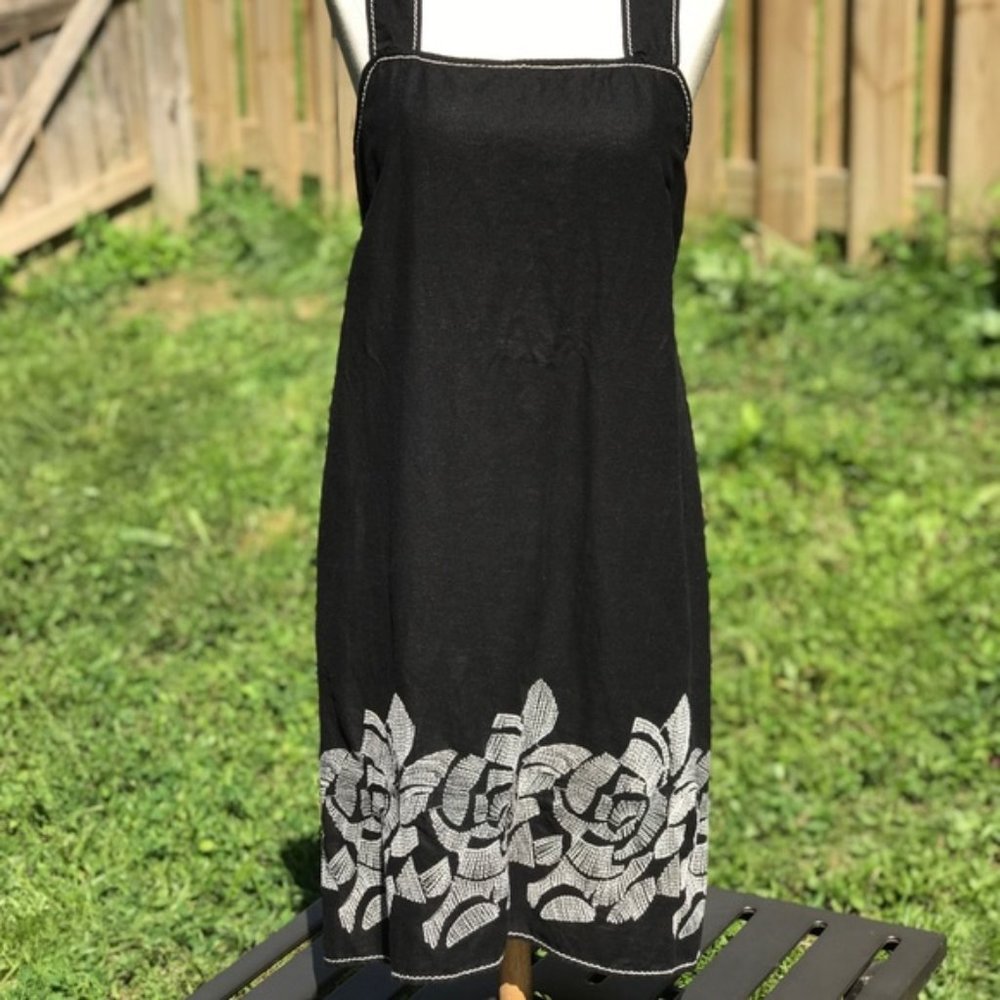 Max Studio black linen blend shift dress